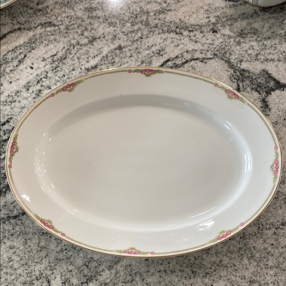 Antique Noritake Nippon Coburg Oval Platter (1911-1921) Rose Garland Gilt!